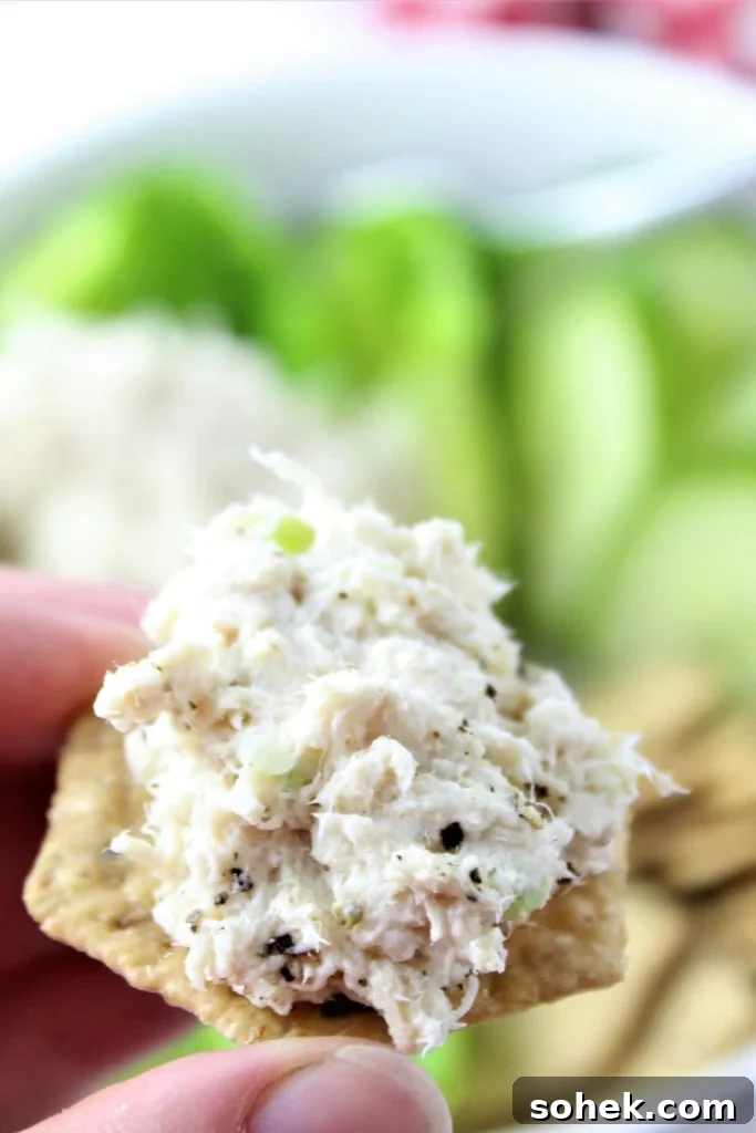chicken salad on a cracker
