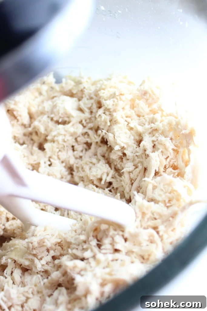 chopped chicken in the kitchenaid mixer