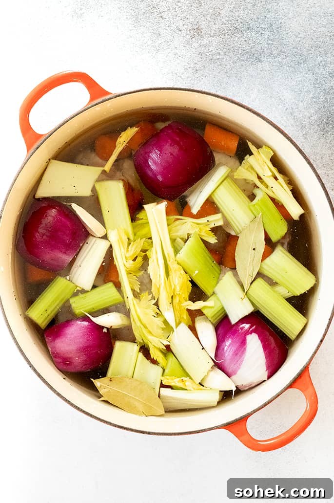 Rich Gluten-Free Chicken Stock Recipe for Flavorful Broths 3 Overhead image of chicken stock ingredients