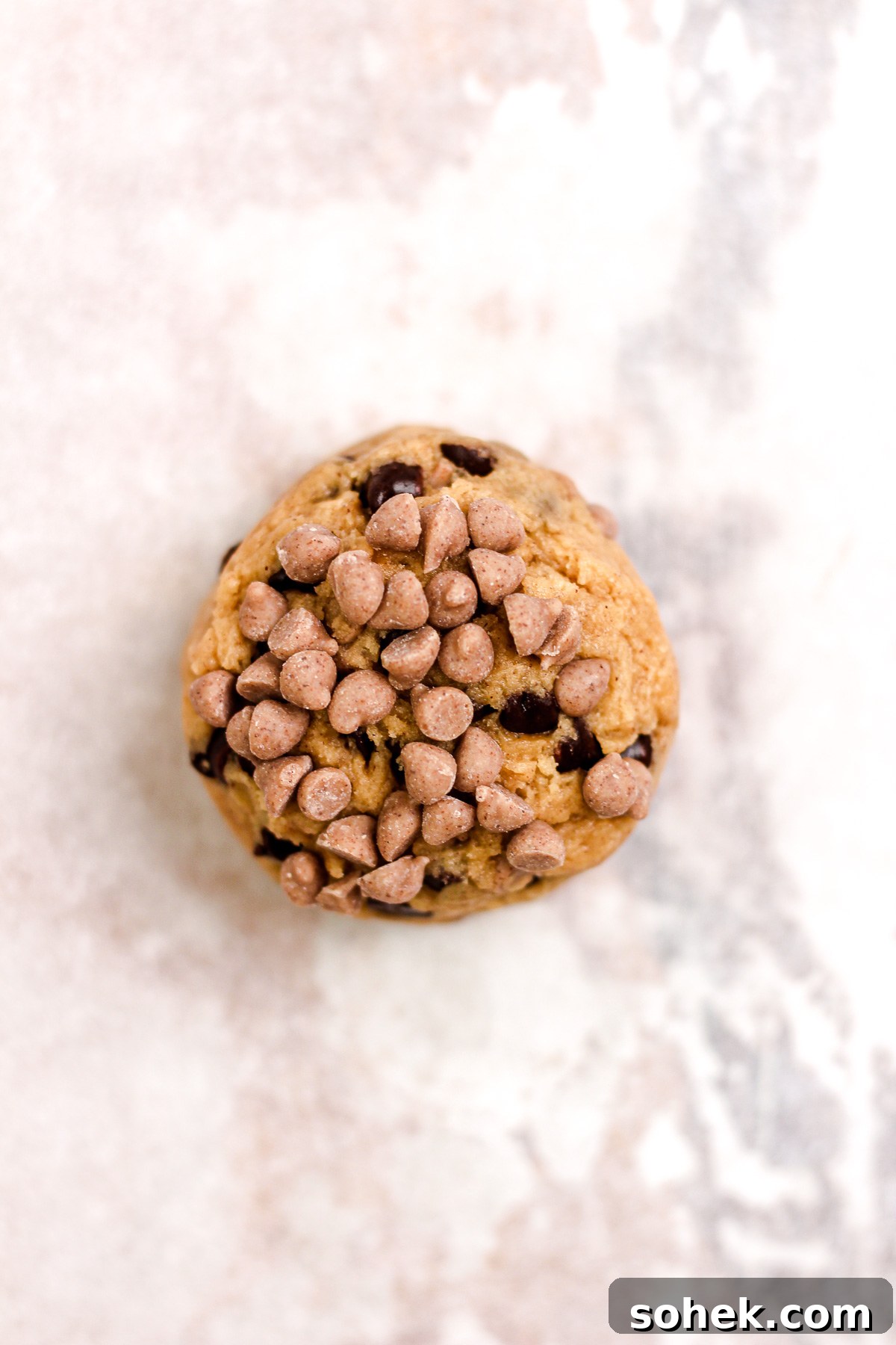 Cinnamon Chocolate Chip Cookie Recipe — Warm, Spiced Chocolate Treat 13 Cinnamon chocolate chip cookie dough ball and mini cinnamon chips.