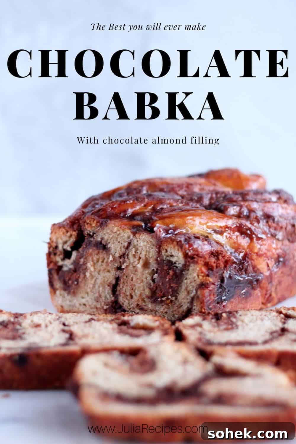 chocolate babka with almond filling