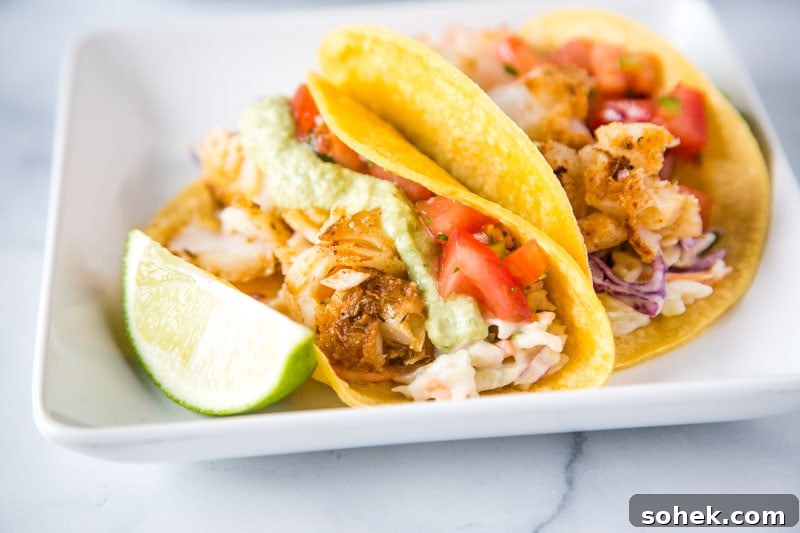 Easy Fish Tacos - a super easy, healthy, and delicious cod fish taco recipe.