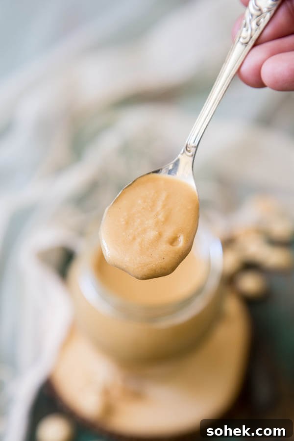 A spoonful of homemade peanut butter