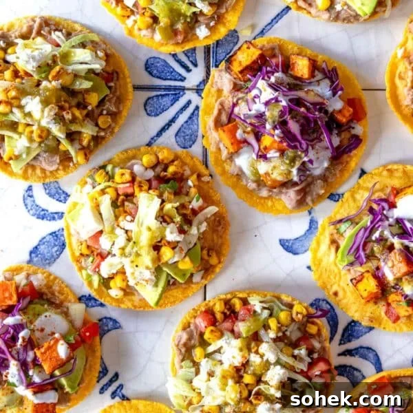 Tostadas with refried beans and sweet potato