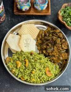 Coriander (Kothamalli) Rice Recipe — No Onion, No Garlic 6 Traditional coriander rice served with spicy vegetable curry and crispy wafers.