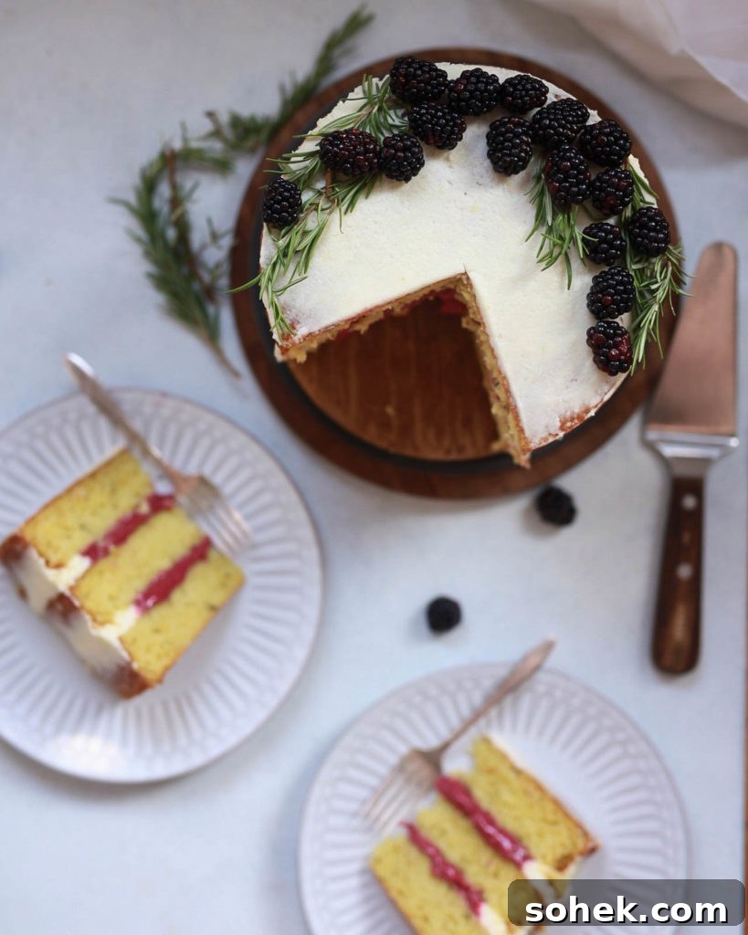 Lemon Rosemary Olive Oil Cake with Blackberry Curd & Mascarpone Frosting 5 img 687 4