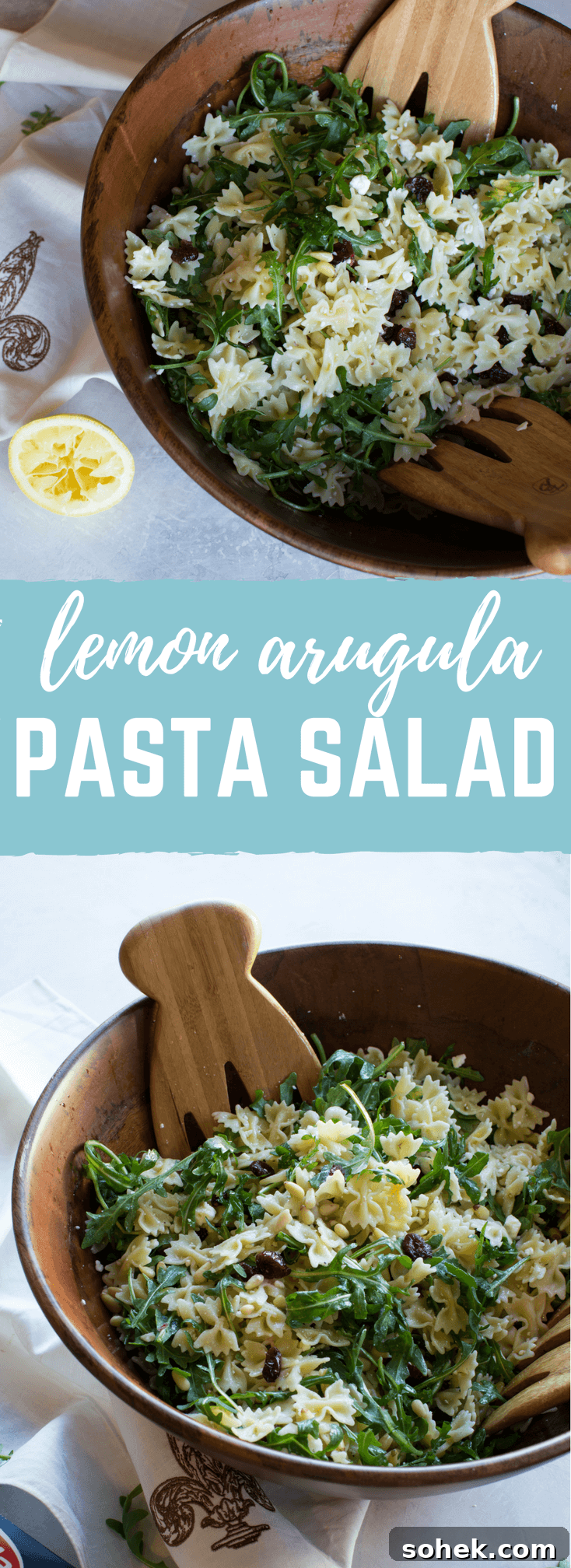 Lemon Arugula Pasta Salad Recipe for Bright Summer Meals 6 Lemon Arugula Pasta Salad. This is what it looks like to live your best springy pasta life. Easy to make ahead for baby or wedding shower!