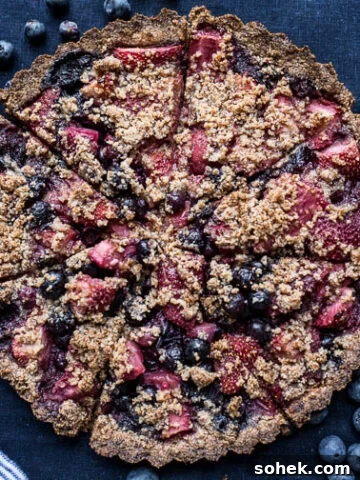 Mixed Berry Crumble Tart (gluten-free, vegan, refined sugar-free)