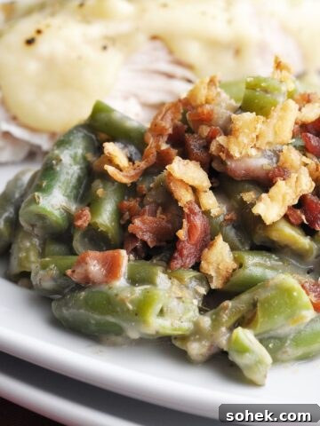 Green bean casserole with fried onions