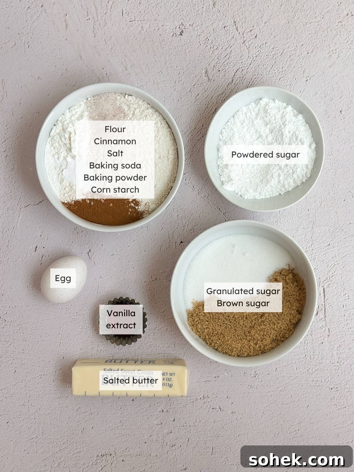 All the ingredients needed to make coffee cake cookies.