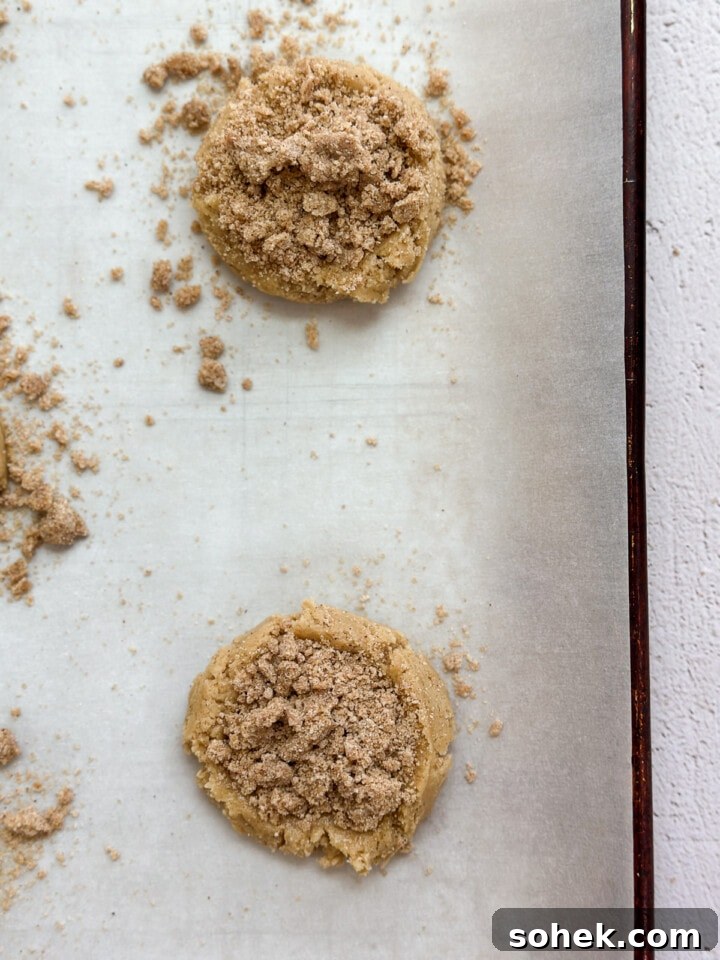 crumb topping on the cookie dough.