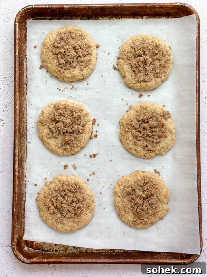 cookies after baking on a cookie sheet.