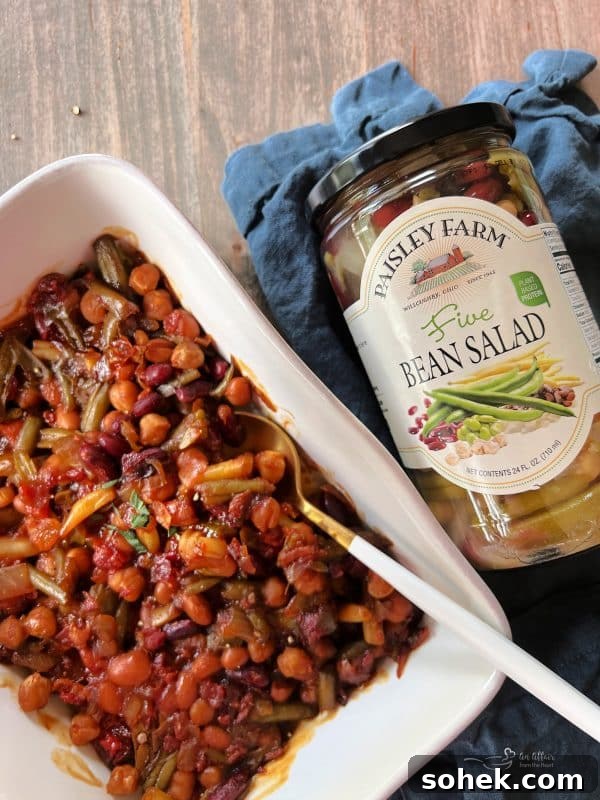Baked beans in a dish