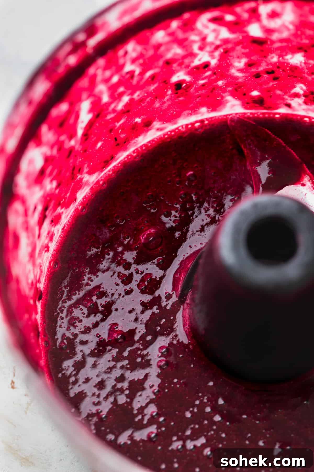 Blueberry puree in a blender.