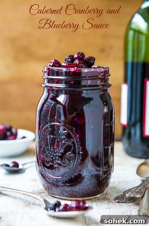 Classic Green Bean Casserole Recipe for Holiday Dinner 25 Cabernet Cranberry and Blueberry Sauce in a mason jar.