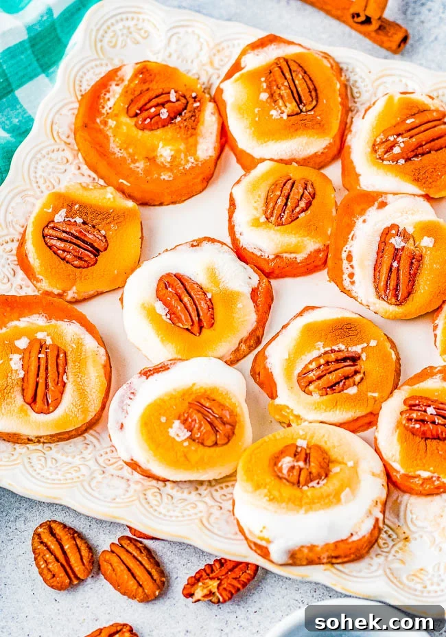 Classic Green Bean Casserole Recipe for Holiday Dinner 27 Sweet Potato Bites with Marshmallows and Pecans.