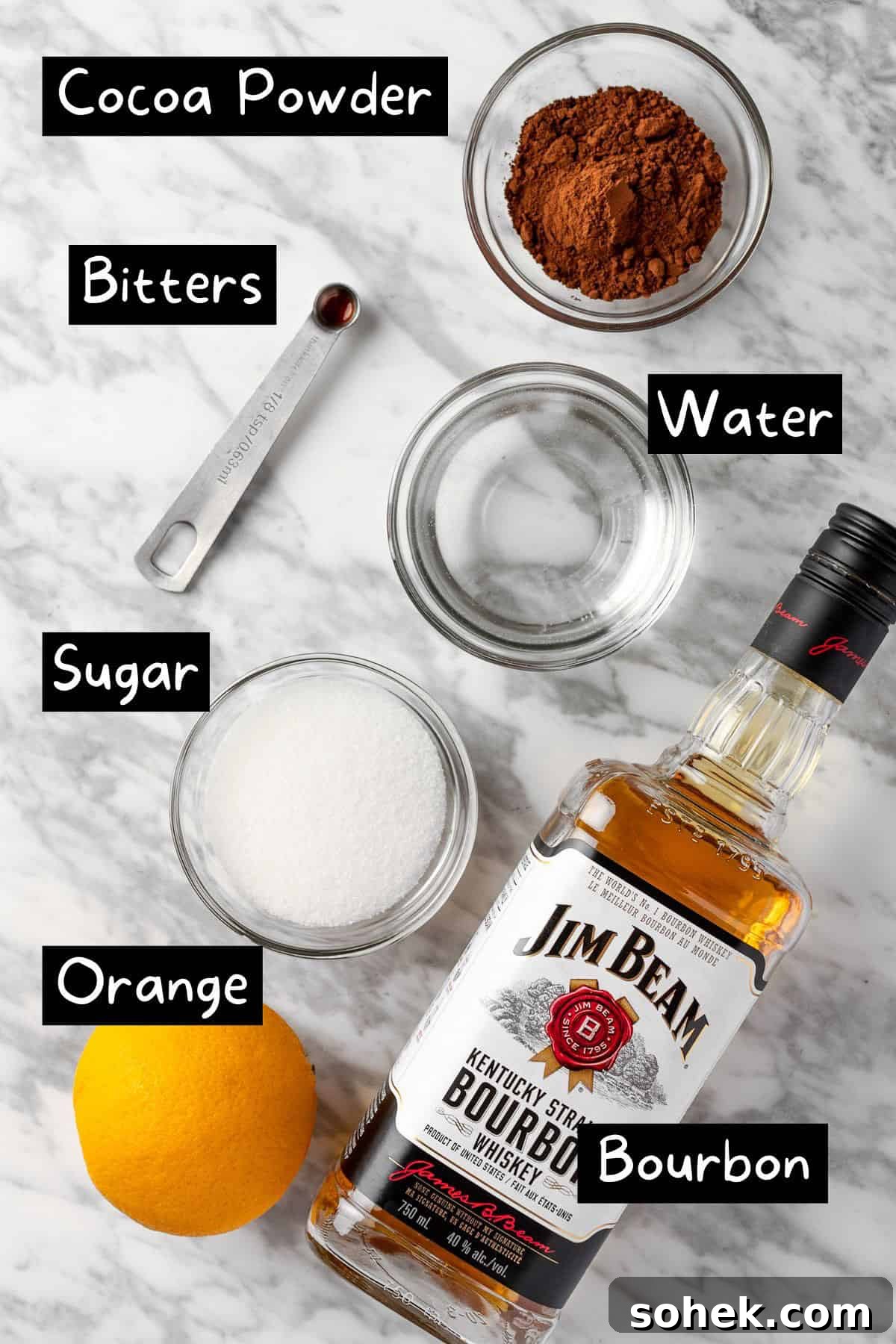 Chocolate Old Fashioned Cocktail Recipe & How to Make It 3 The ingredients needed to make the old fashioned.