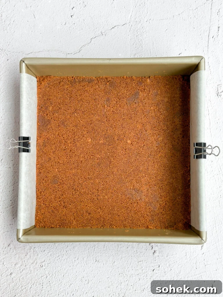 No-Bake Pumpkin Cheesecake Bars — Creamy Fall Dessert Recipe 6 crust in the bottom of the pan.