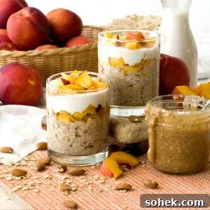 how to make Peaches and Cream Healthy Overnight Oats Honey Greek Yogurt recipe