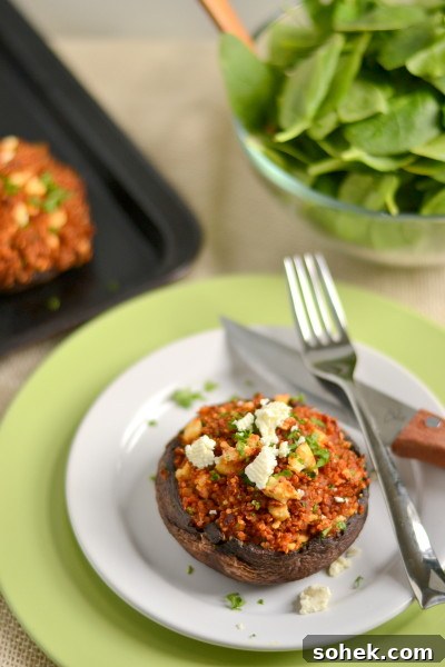 Roasted Red Pepper and Feta Quinoa Stuffed Portobellos Roasted Red Pepper and Feta Quinoa Stuffed Portobellos Image