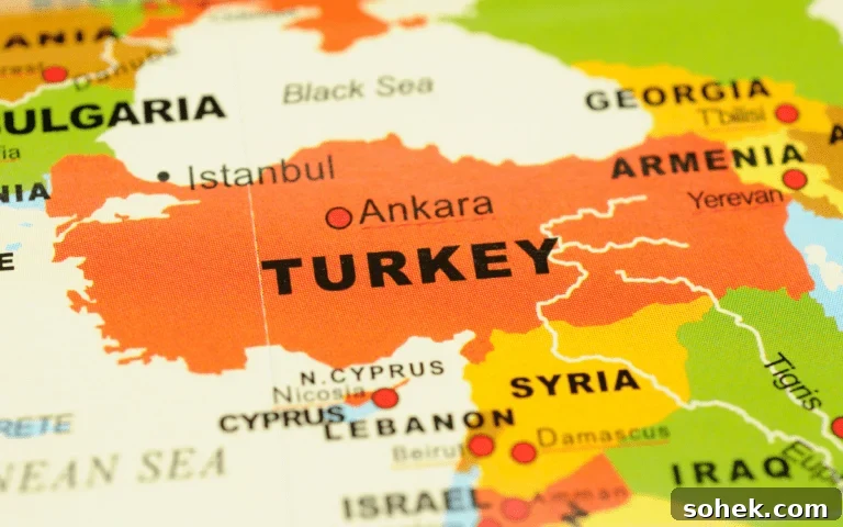 Authentic Turkish Delight (Lokum) Recipe for Soft, Chewy Sweets 3 colorful map of Turkey and surrounding countries