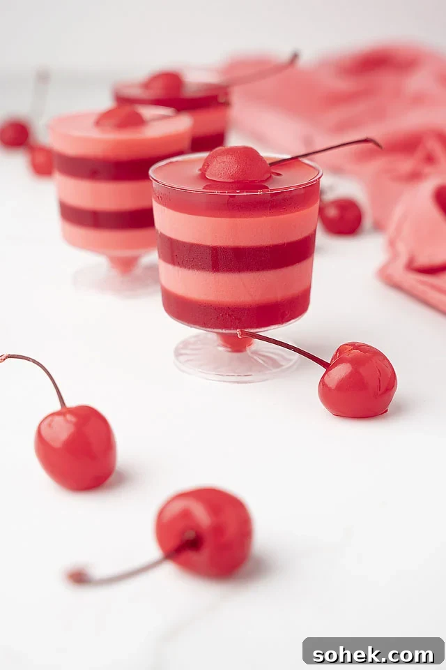 Image for Cherries and Cream Layered Jello Shots