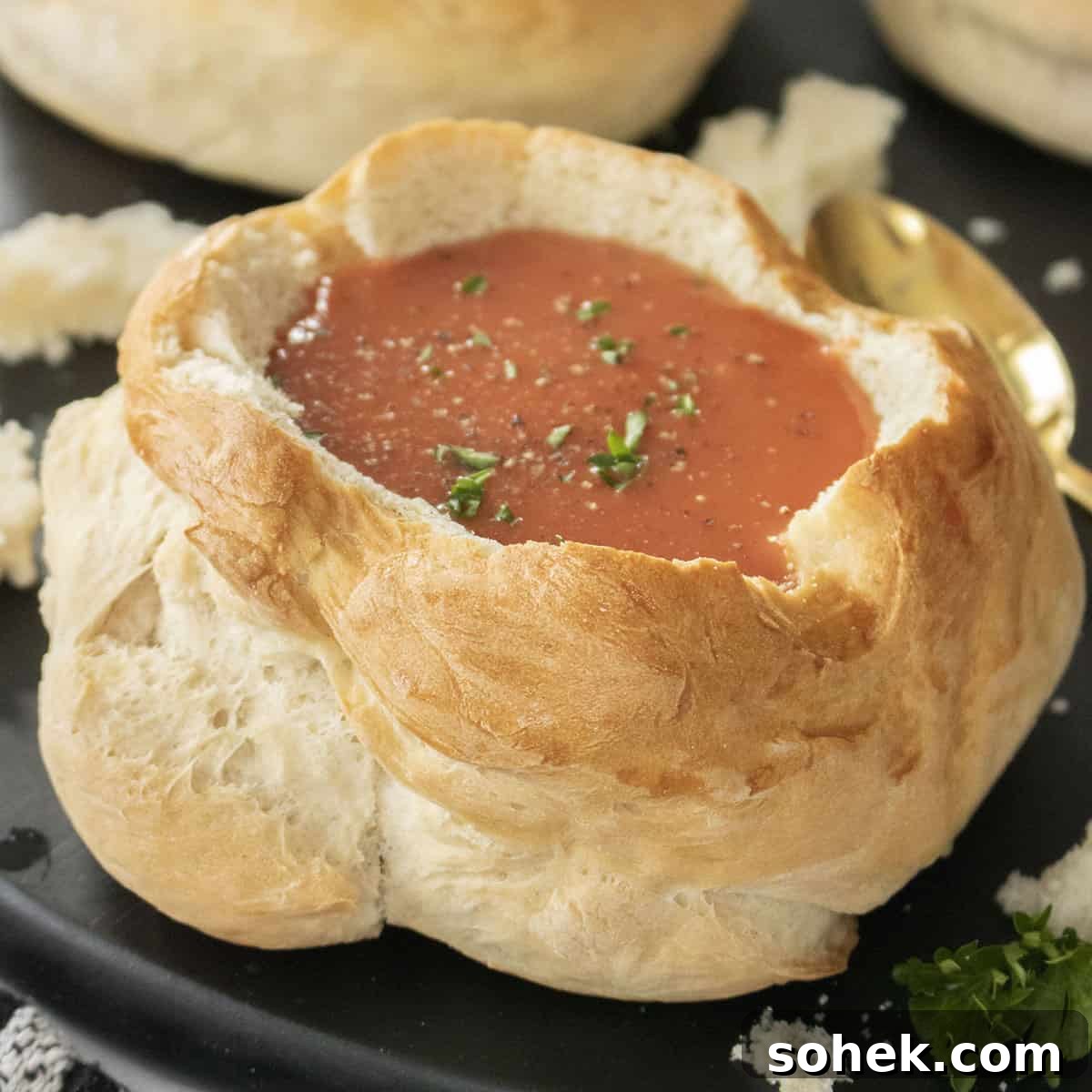 How to Make Homemade Bread Bowls for Soup and Dips 2 Bread bowl with tomato soup