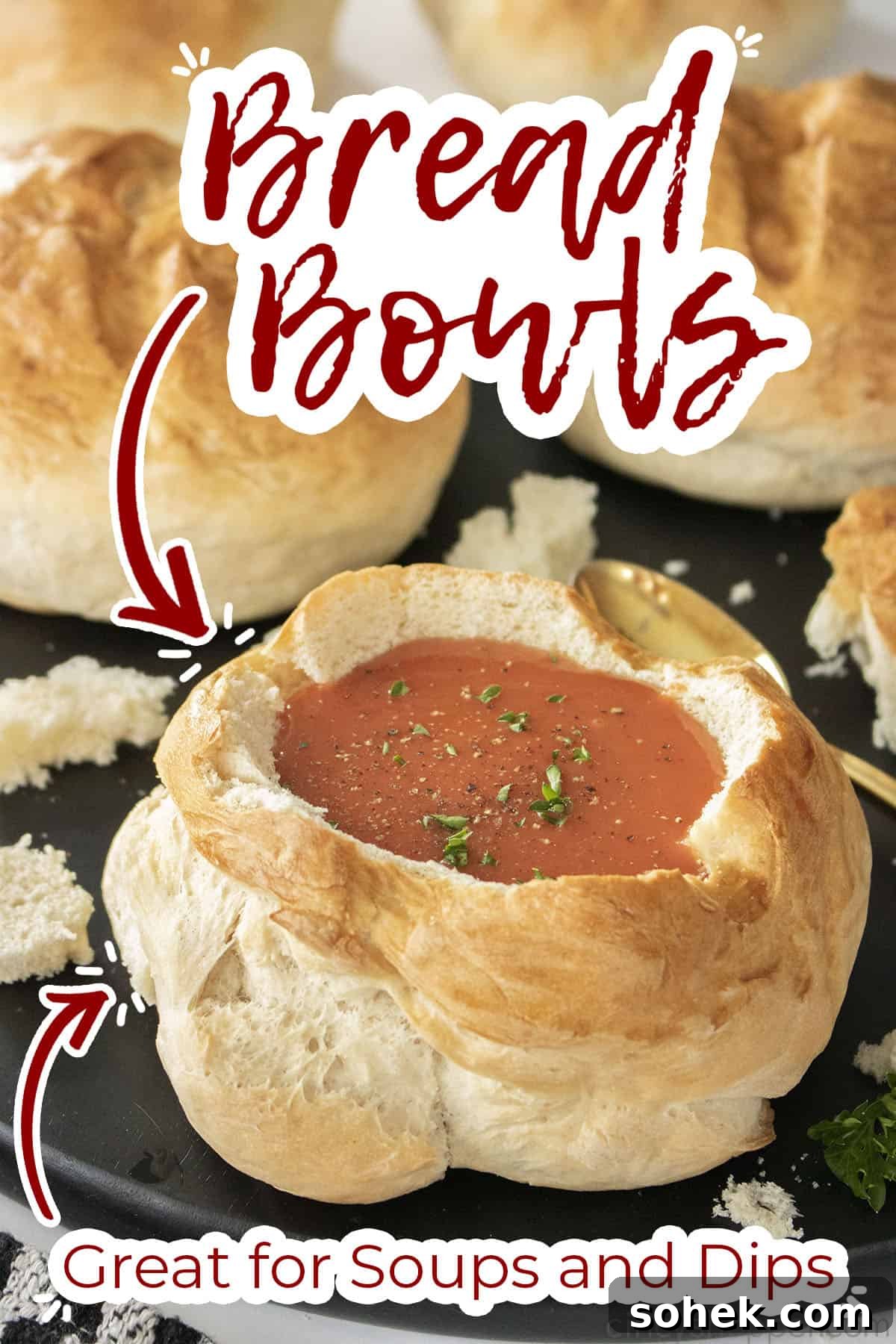 How to Make Homemade Bread Bowls for Soup and Dips 14 Text on image Bread Bowls Great for Soups and Dips