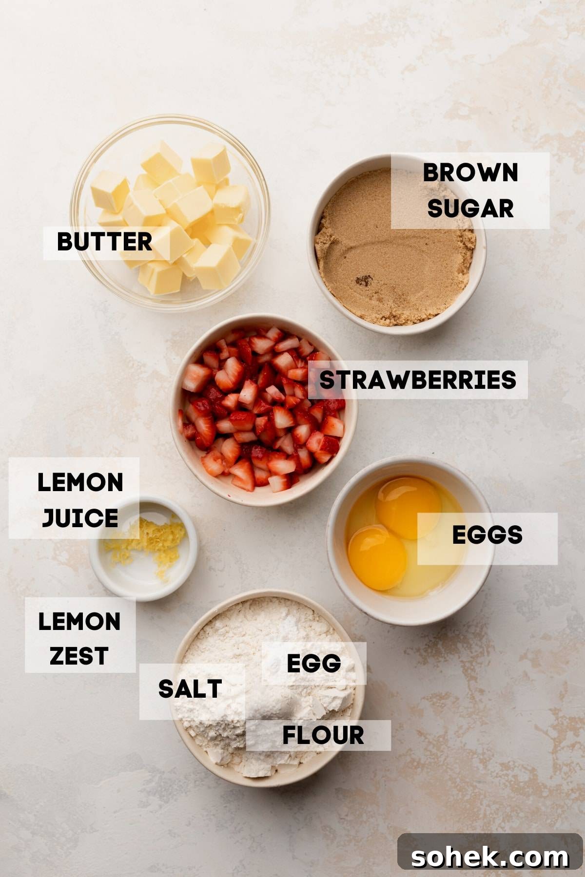 ingredients needed to make strawberry lemon blondies.