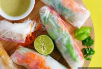 Thai Green Curry Spring Rolls with Spicy Peanut Sauce