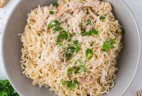 Parmesan-Crusted Chicken with Creamy Garlic Ramen Noodles