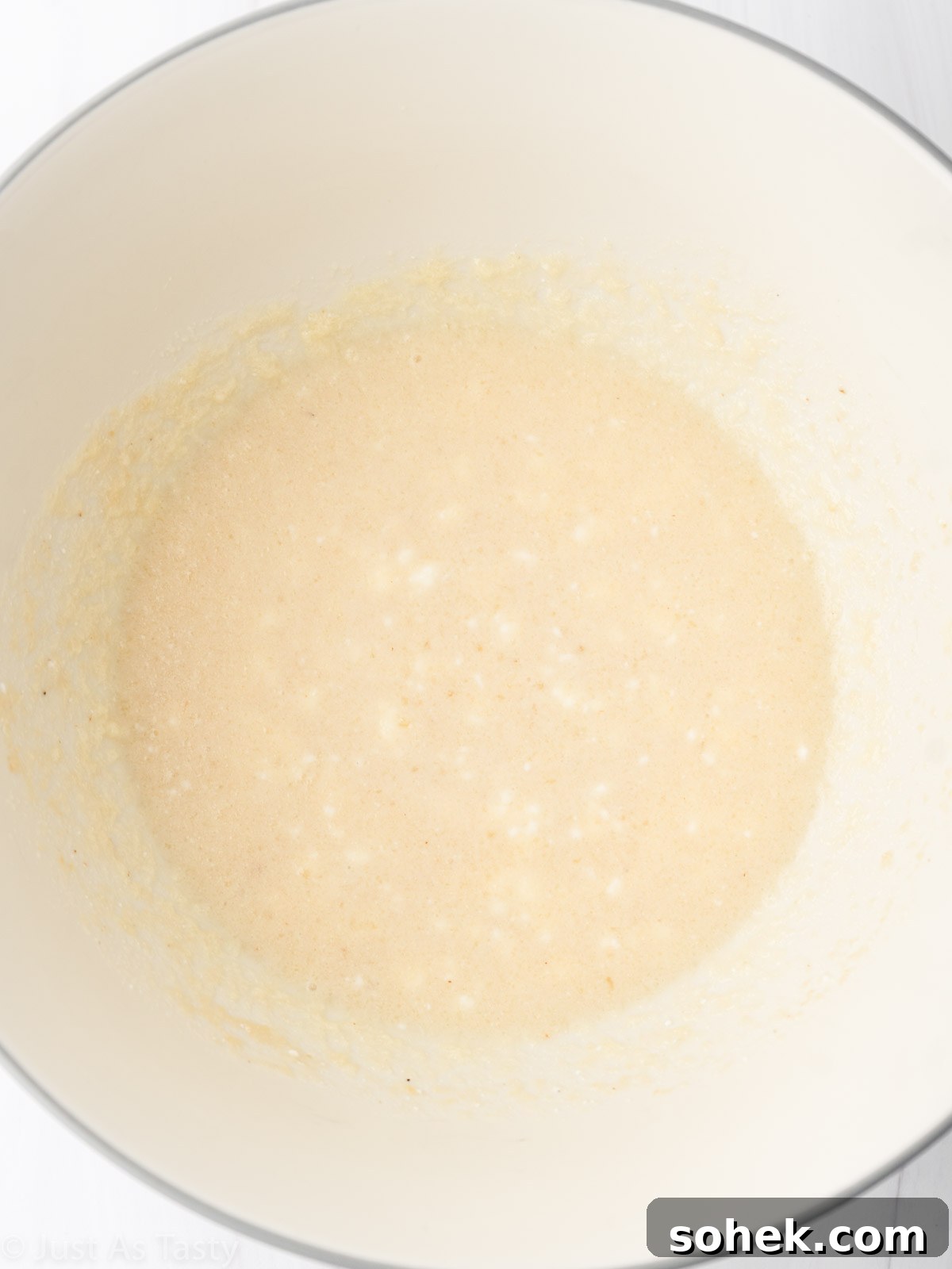 Wet ingredients in a bowl.