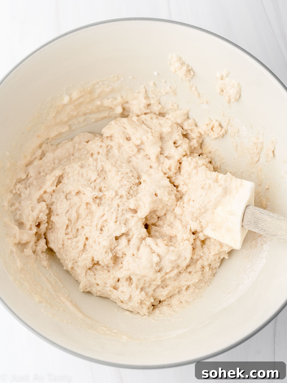 Donut batter in a bowl.