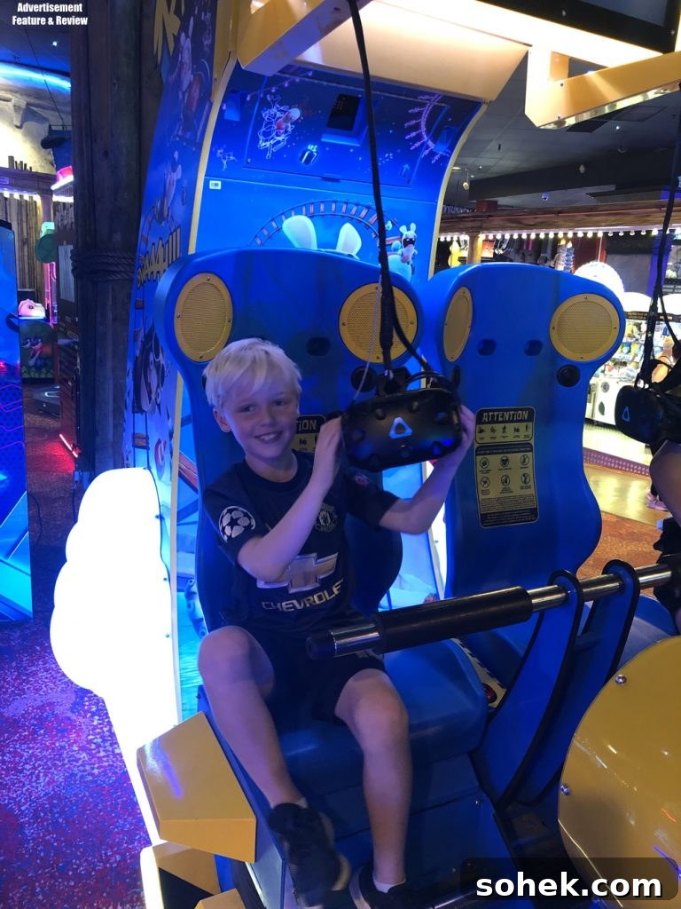 kids on the virtual reality ride coral island blackpool