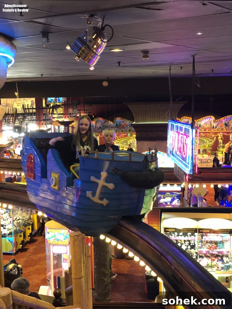 kids on the pirate flyer ride coral island blackpool
