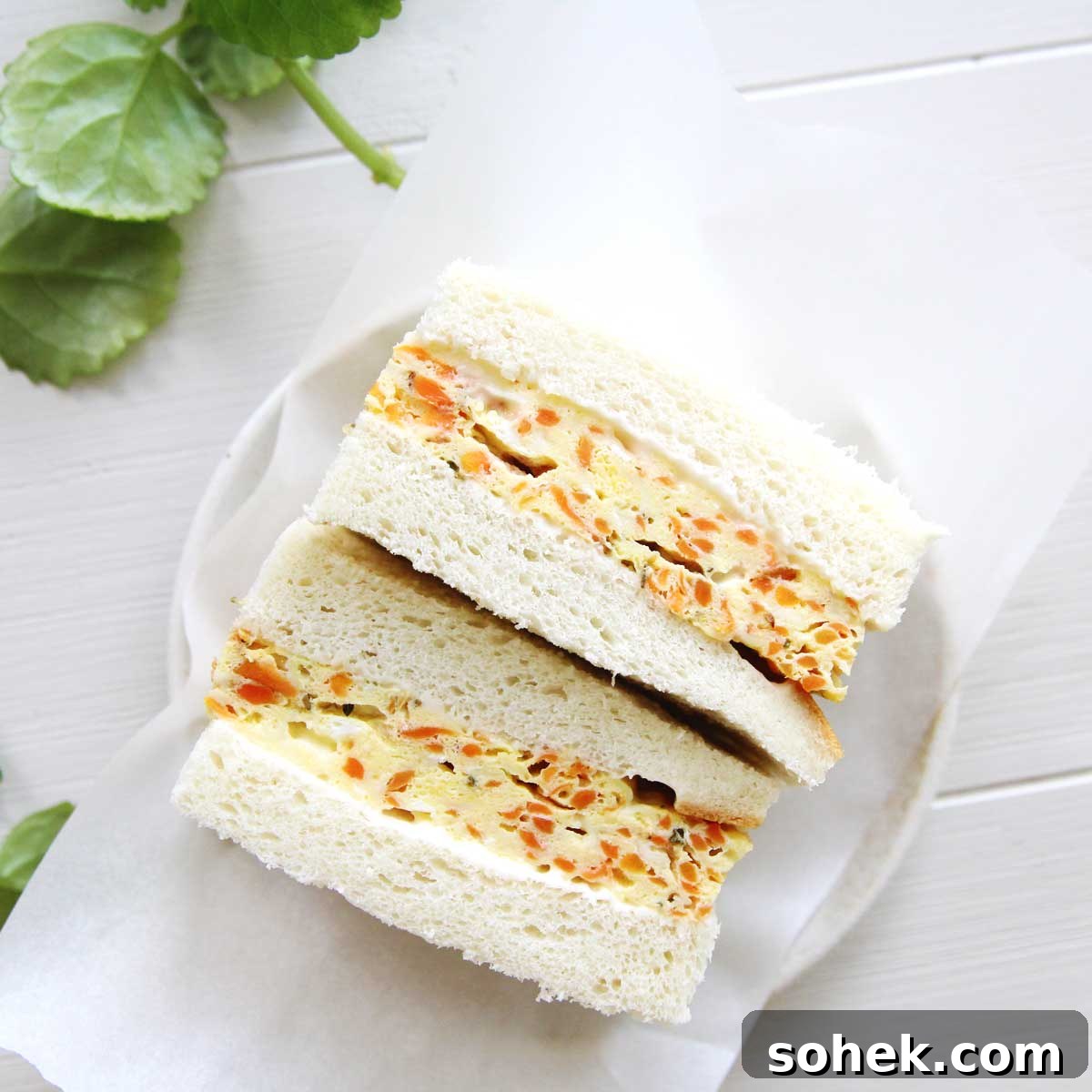 Microwave egg frittata sandwich with carrots closeup