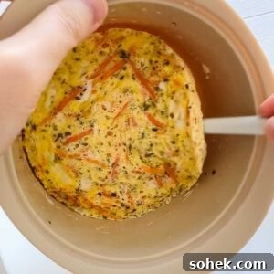 Cooked egg mixture cooling