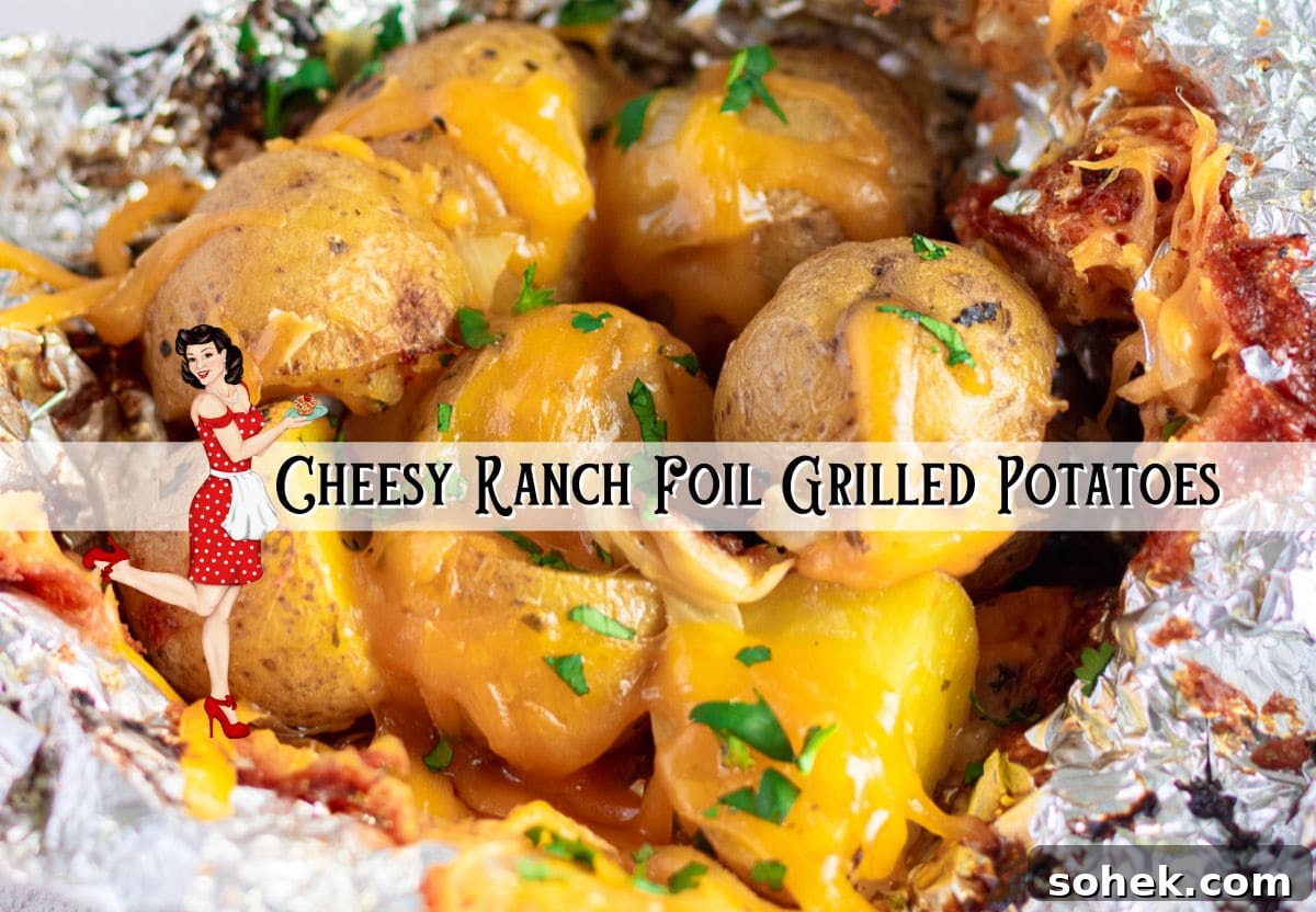 Potatoes in foil with a text overlay. Clickable image to the accompanying YouTube video.