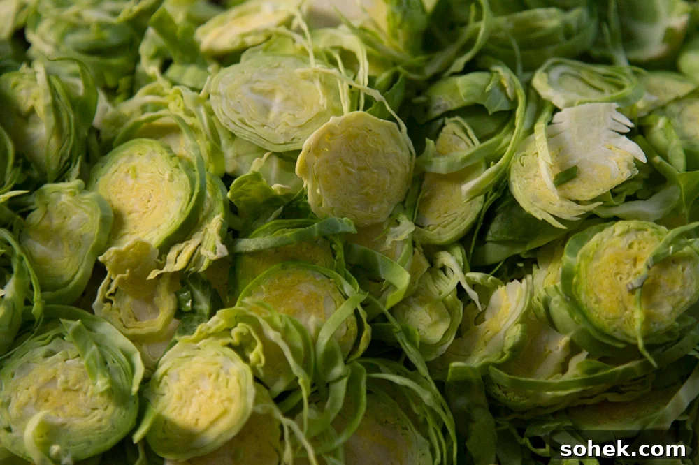 Thinly sliced brussels sprouts.